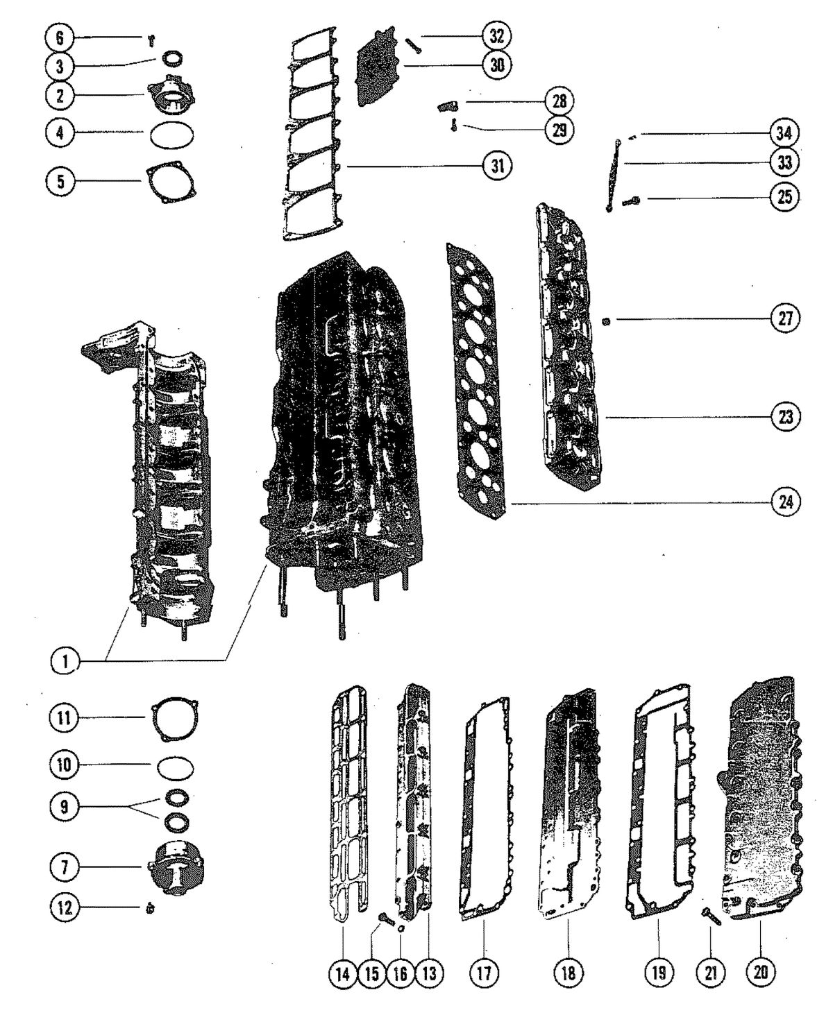 MERCURY MERC 115 END CAP, MANIFOLD AND EXHAUST COVERS