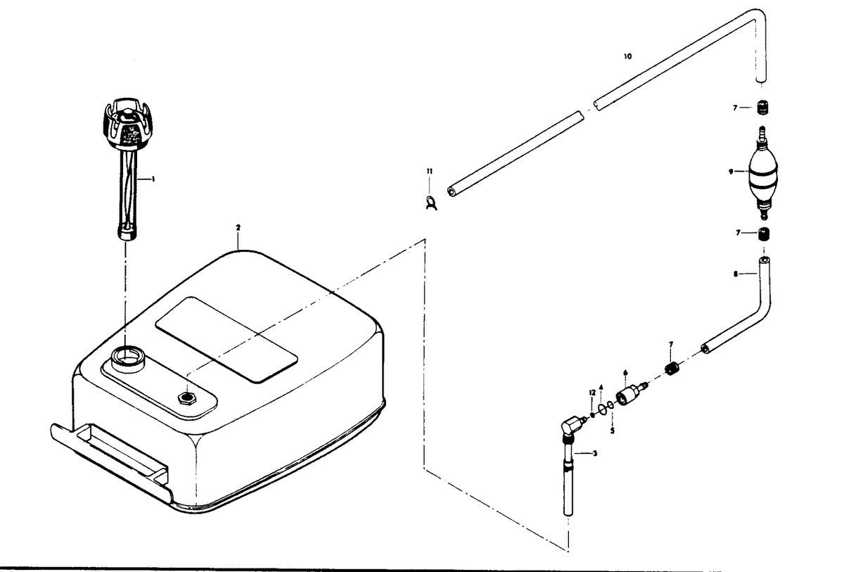 CHRYSLER 75 AND 90 H.P. FUEL TANK AND LINE