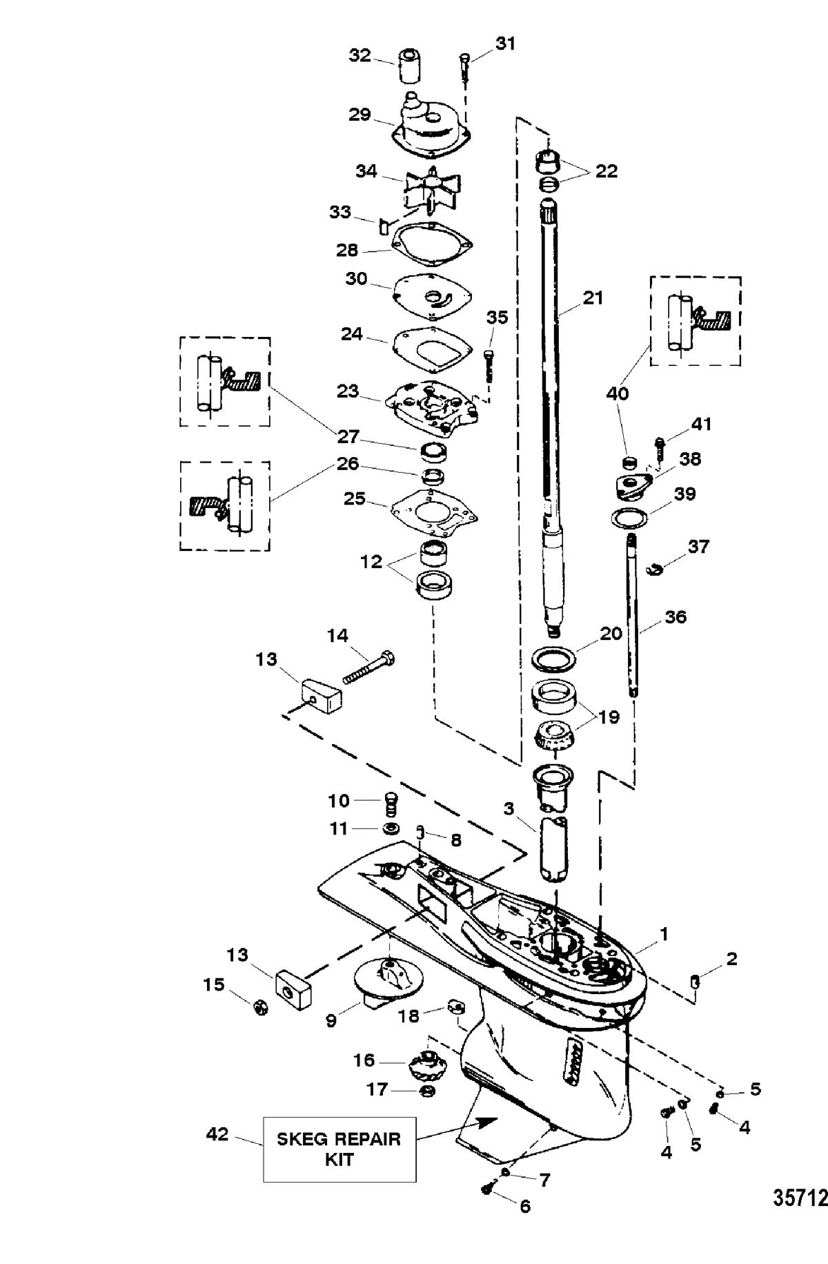 FORCE FORCE 75/90 Gear Housing Assembly, Driveshaft