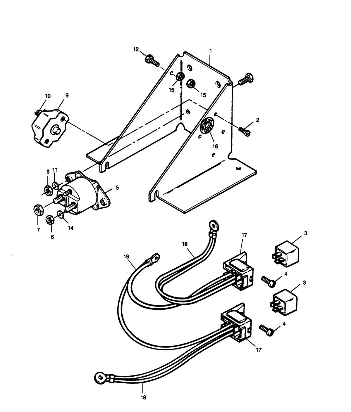 FORCE FORCE 1989 85 H.P. L-DRIVE TRIM PUMP BRACKET AND RELAYS