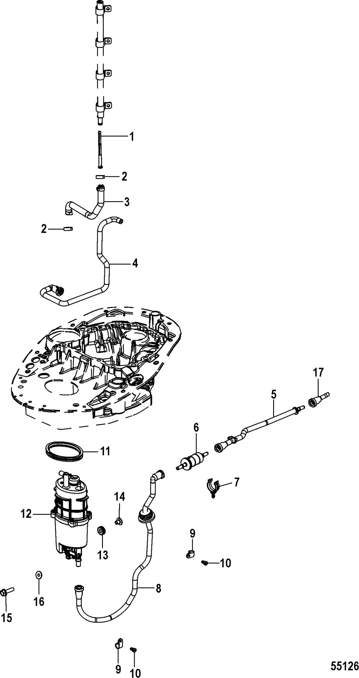 MERCURY/MARINER 75-115 4-STROKE Fuel Supply System-Hoses and Module