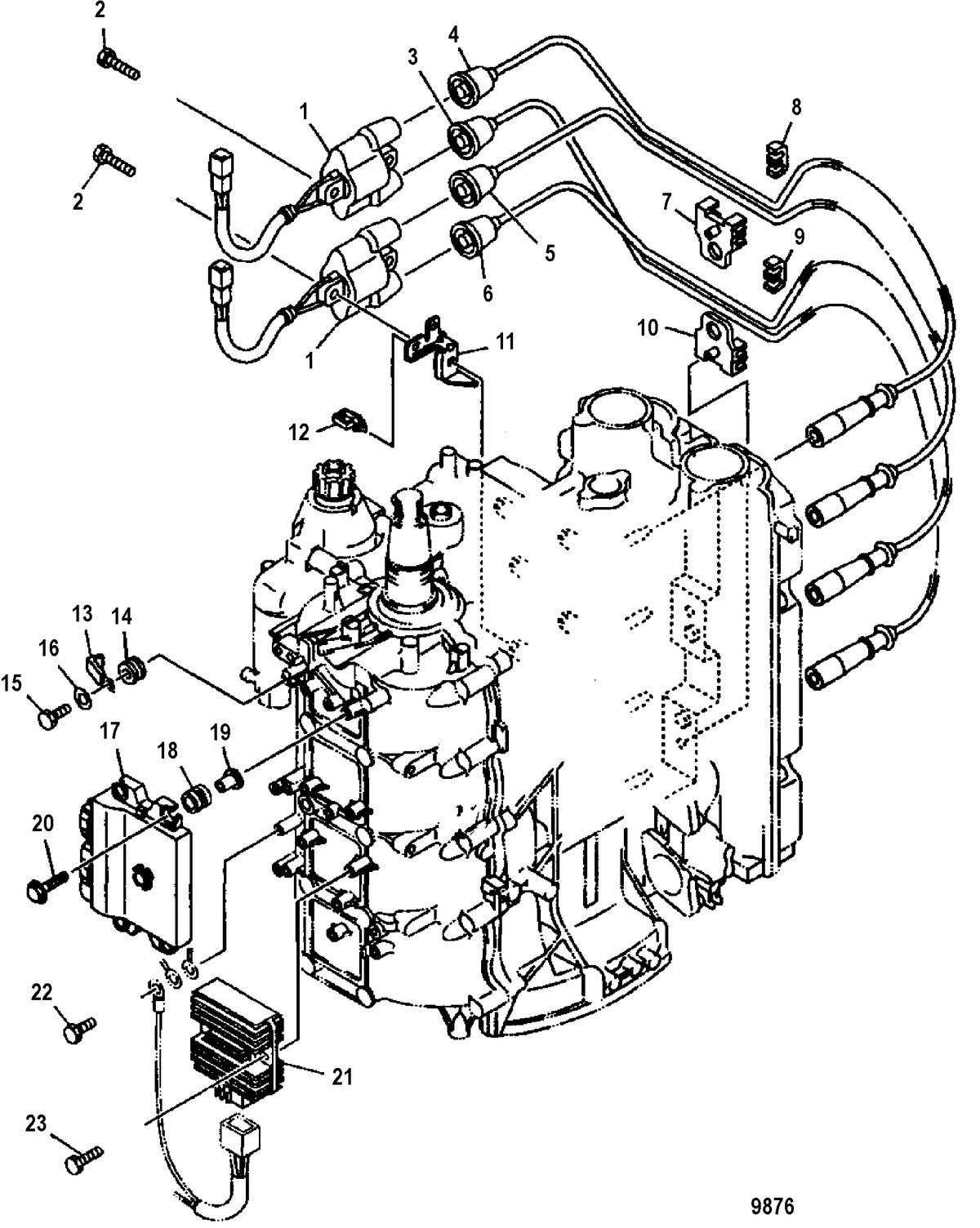 MERCURY/MARINER 75/80/90/100 EFI 4-STROKE Electrical Components, Ignition Coil and ECU Mounting