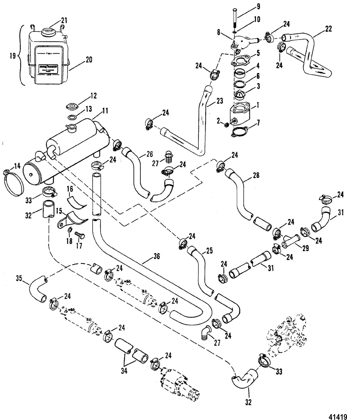 MERCRUISER 7.4L TRANSMISSION W/HURTH (G.M.) Closed Cooling System