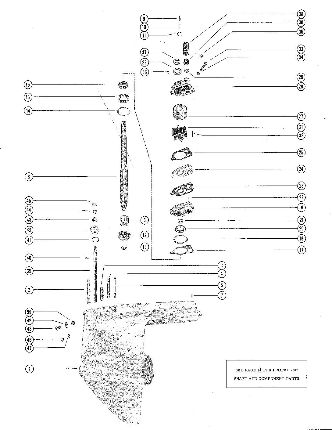 MERCRUISER 1A-1B-1C STERN DRIVES GEAR HOUSING ASSEMBLY, COMPLETE (PAGE 1)