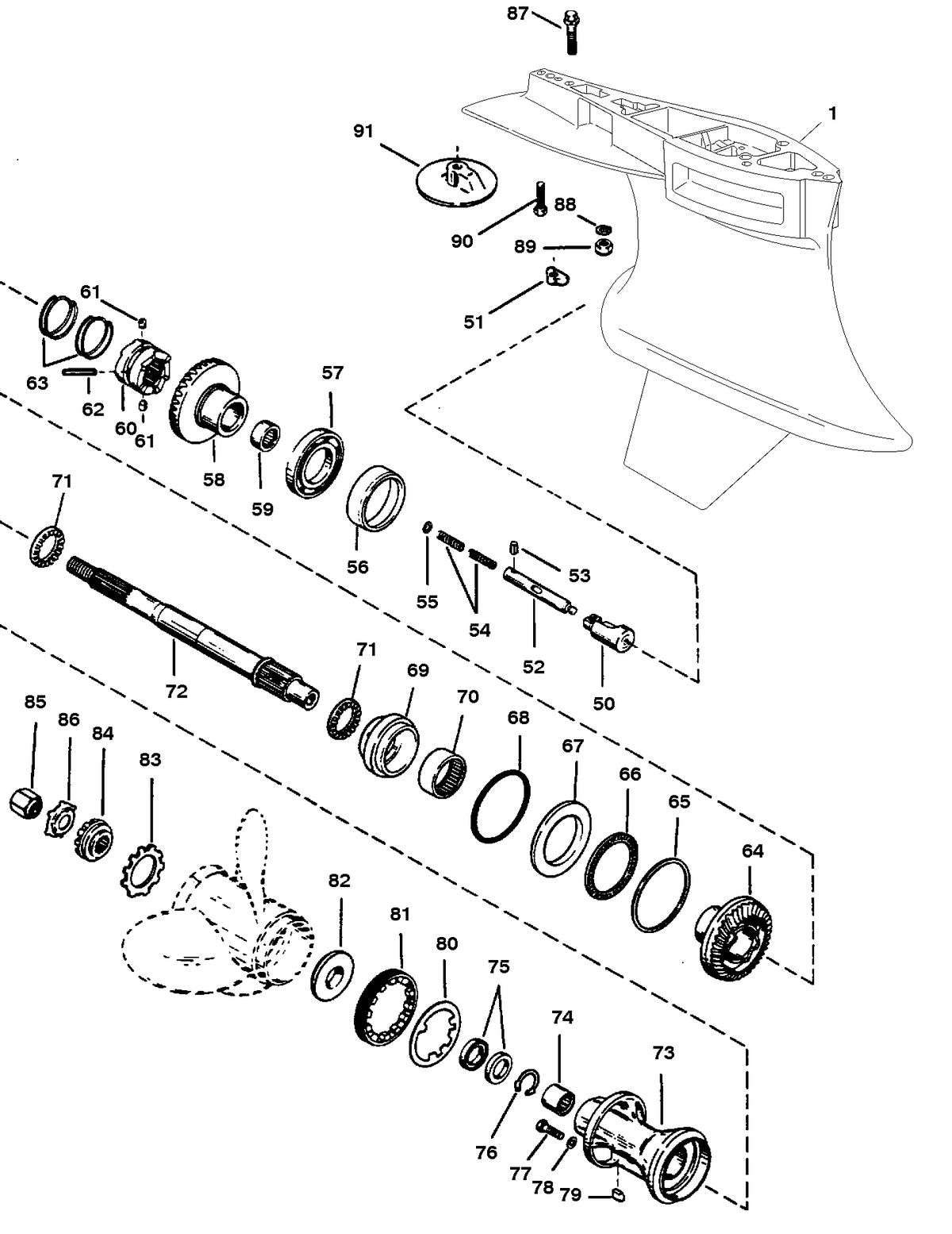 RACE OUTBOARD 2.5L (EFI) 2.5L (EFI-OFFSHORE) GEAR HOUSING (PROP SHAFT)(COUNTER ROTATION) (SPORTMASTER)