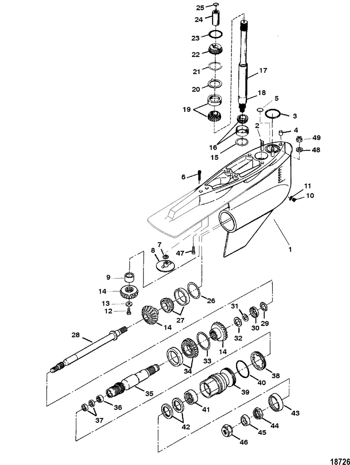 MERCRUISER BRAVO I/II/III STERNDRIVE AND TRANSOM ASSEMBLY GEAR HOUSING(BRAVO III)(ONE PIECE HOUSING)