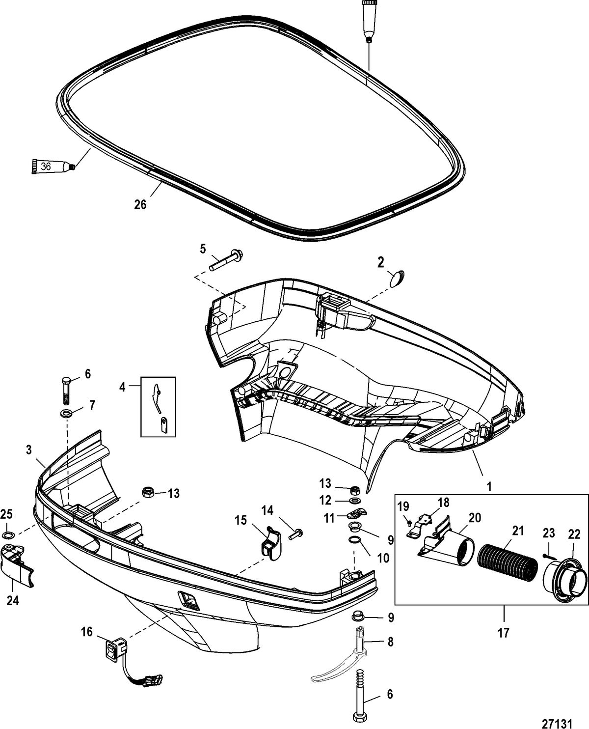 MERCURY 225 PRO XS (3.0L) DFI Bottom Cowl