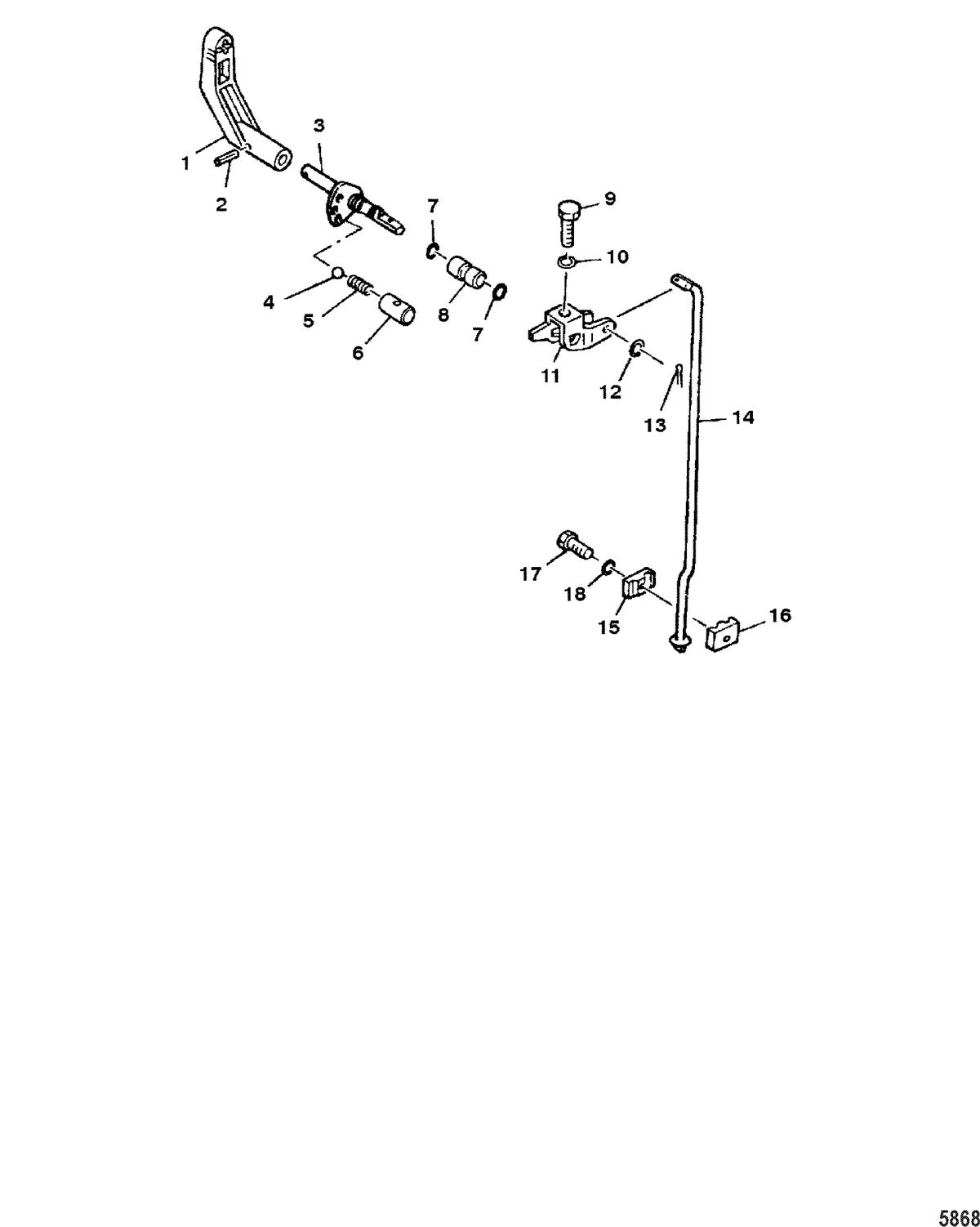 MARINER 8HP KEROSENE GEAR SHIFT LINKAGE