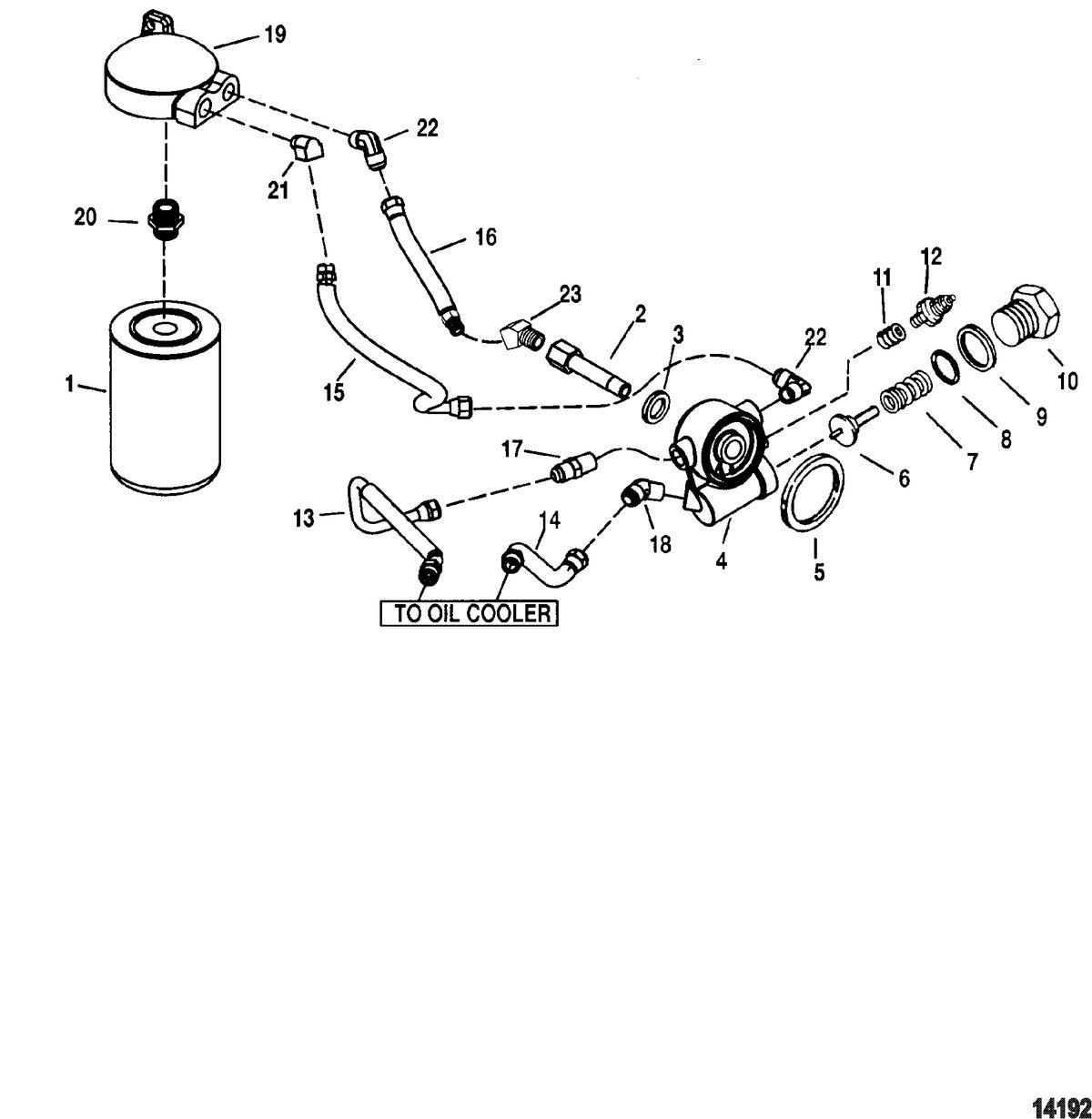 MERCRUISER CUMMINS/MERCRUISER DIESEL 3.0L/150 3.6L/180 Oil Filter And Hoses(Serial # D725460, F306920 And Up)
