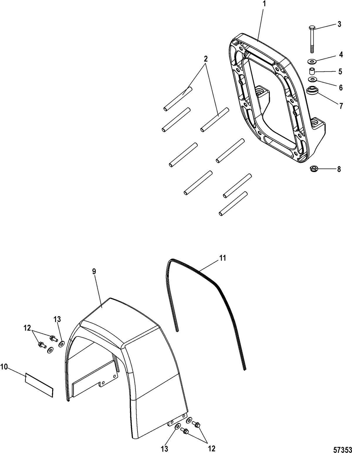 RACE STERNDRIVE M8 DRIVE AND M SERIES TRANSOM Transom Plate, Inner and Outer Cowl