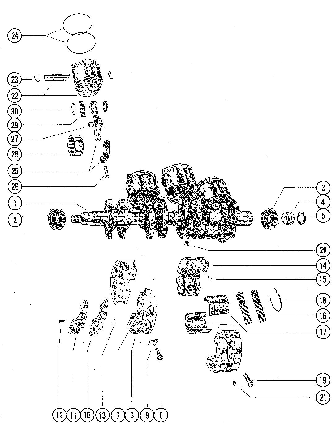 MERCURY MERC 80 CRANKSHAFT, PISTON AND CONNECTING ROD