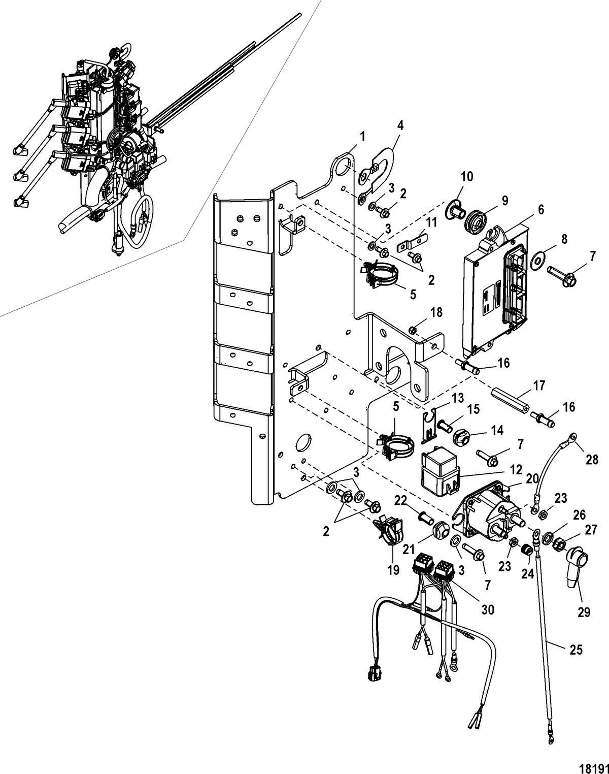 MERCURY/MARINER 75/90/115 DFI 1.5L (3 CYLINDER) Electrical Components, PCM Mounting