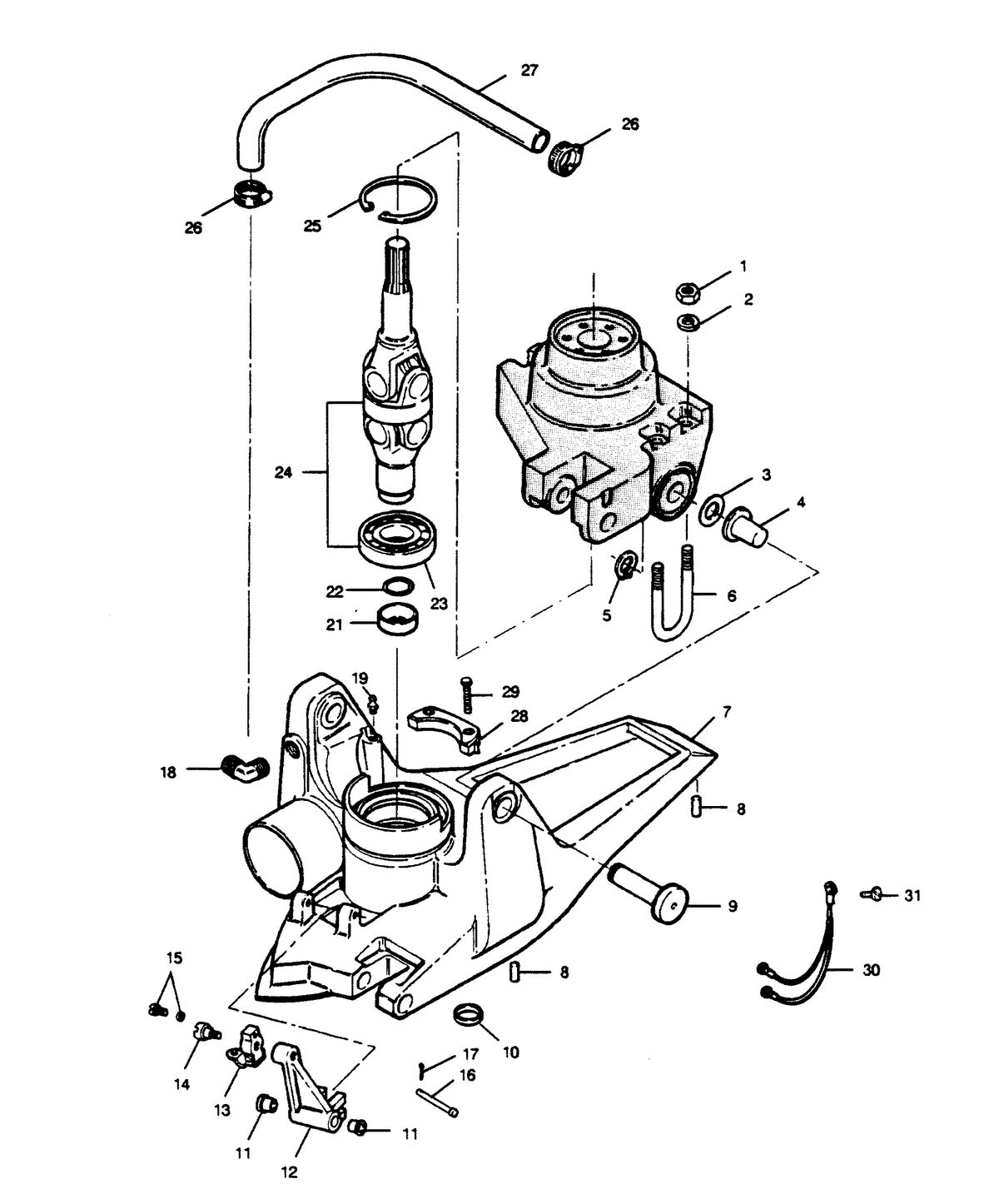 FORCE FORCE 1989 125 HP "A" MODEL L-DRIVE U-JOINT AND HOUSING