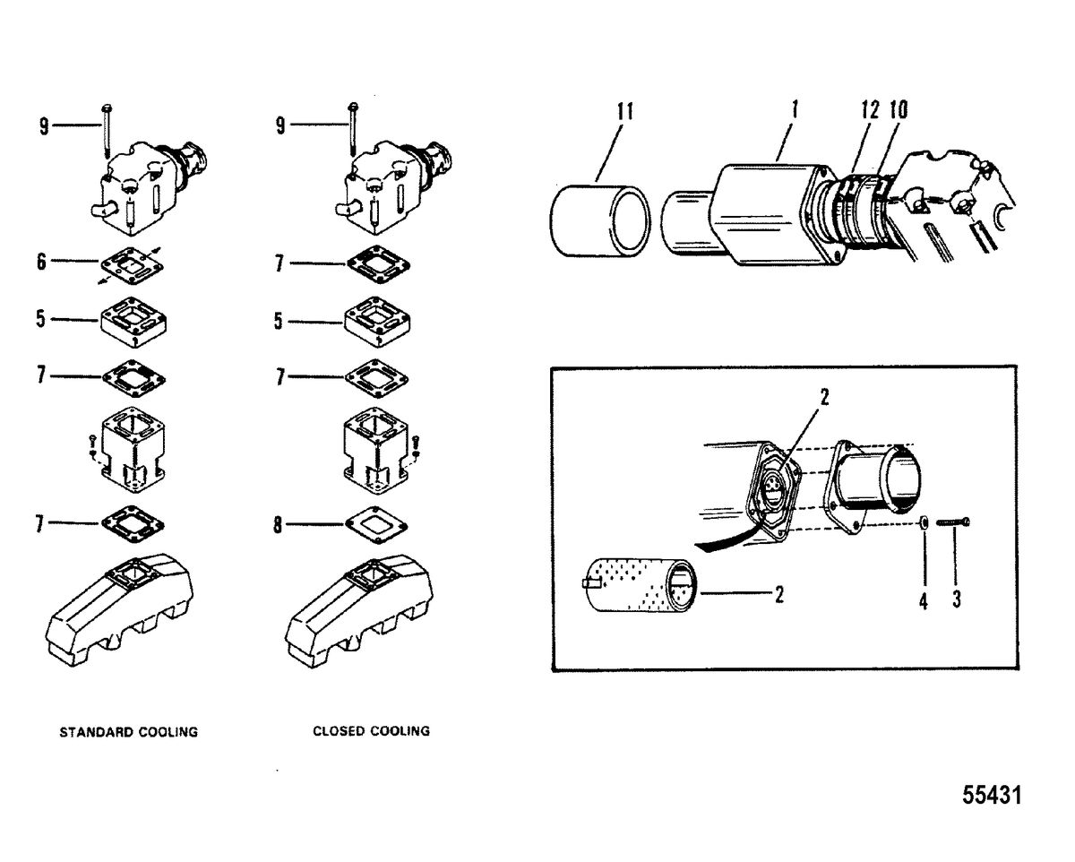 MERCRUISER 454 MAGNUM BRAVO ENGINE MUFFLER KIT