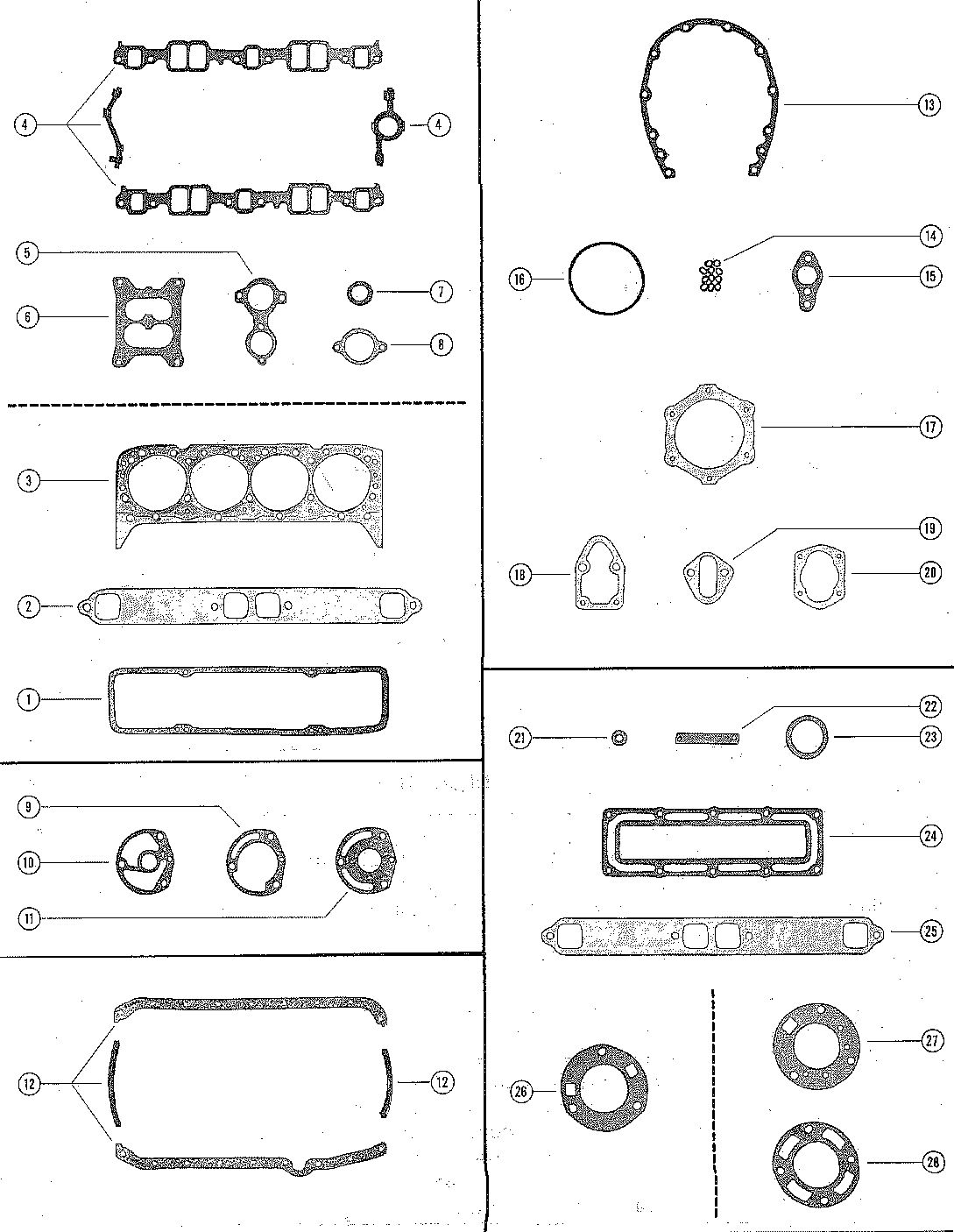 MERCRUISER 225 ENGINE GASKETS AND GASKET SETS