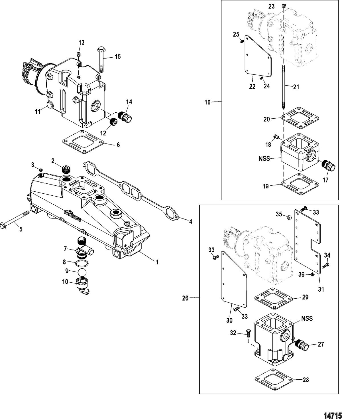 MERCRUISER 5.0L,350 MAG,MX 6.2L MPI STERNDRIVE Exhaust Manifold And Elbow