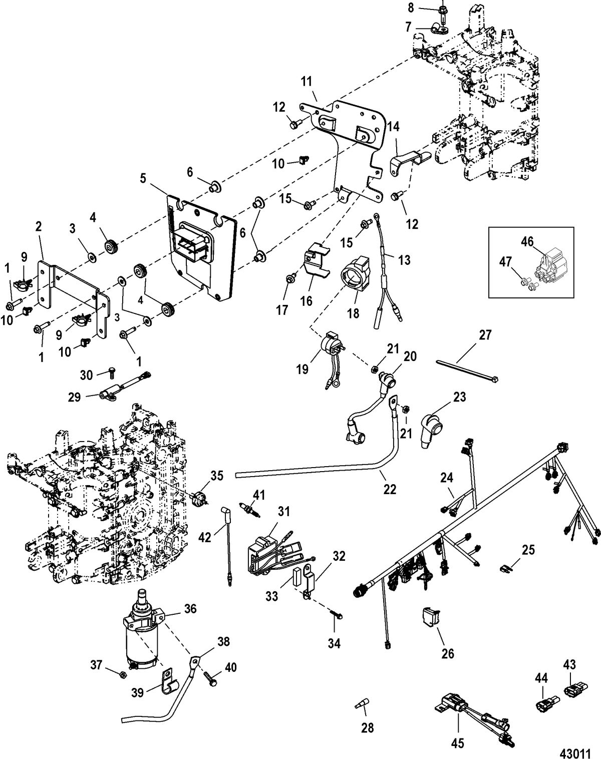 MERCURY/MARINER 30/40 EFI 4-STROKE (3 CYLINDER) Electrical Components, 1C104334/0P560350 and Up