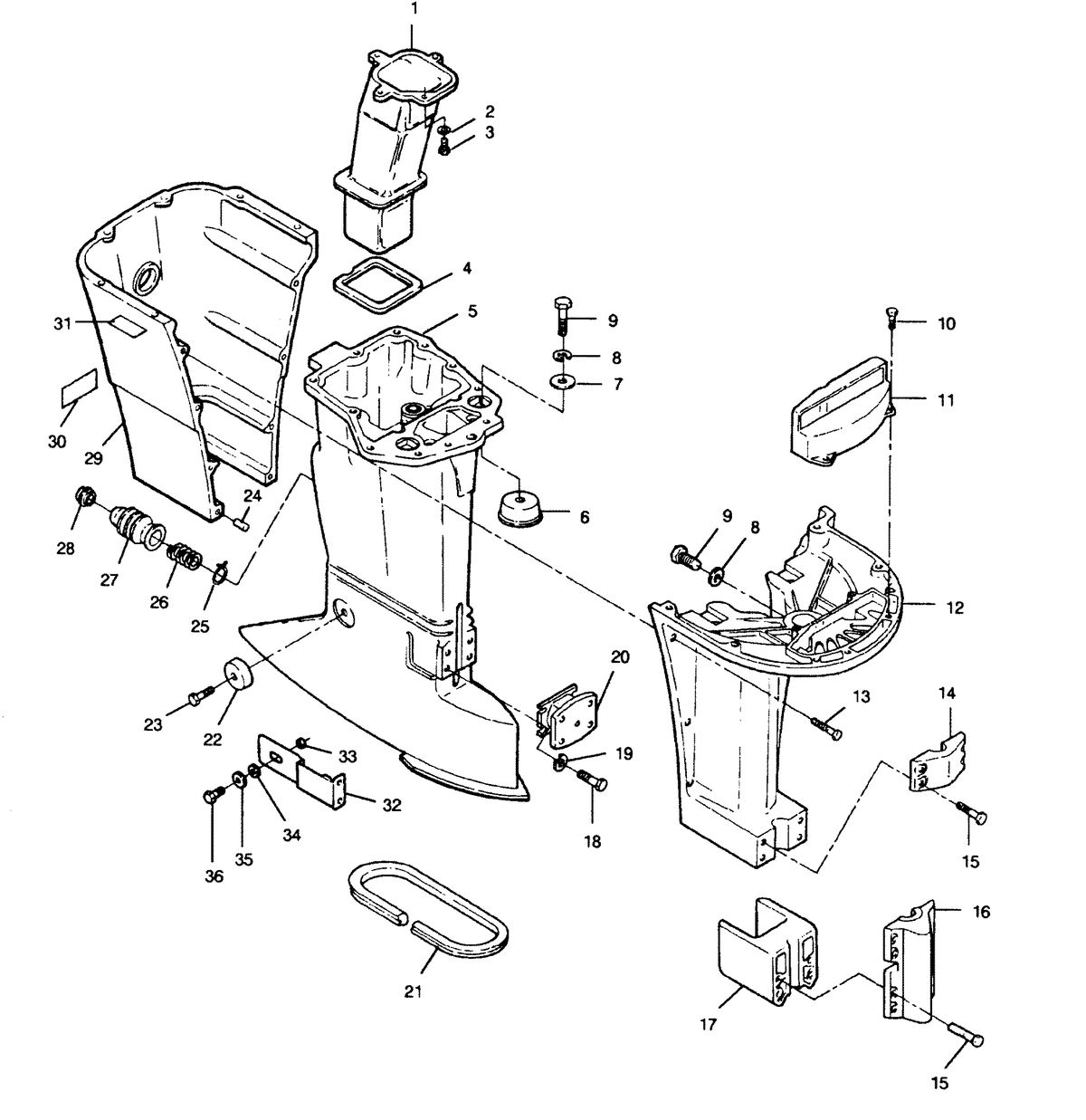 FORCE FORCE 1991 90 H.P. "C" MODELS MOTOR LEG