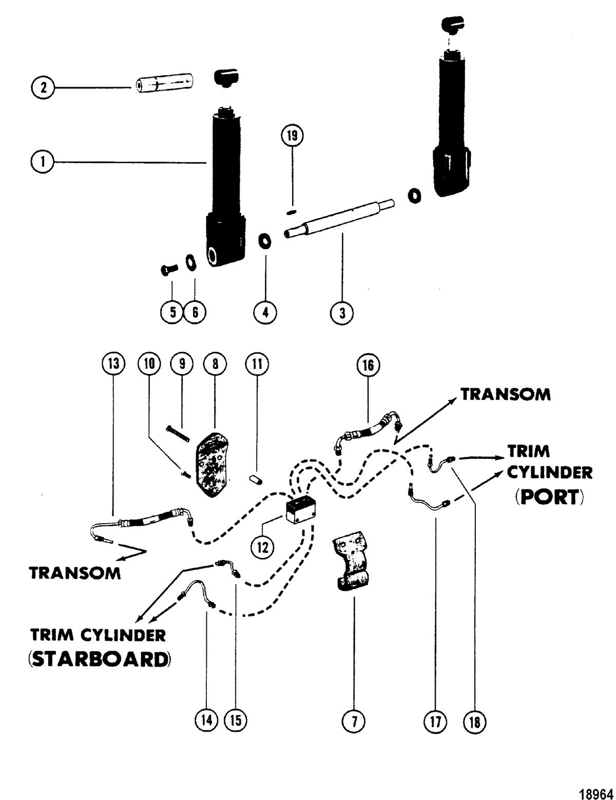 MERCURY/MARINER 150 H.P. XR-2 MARATHON MAGNUM (V-6) (1978-1985 COMBINED BOOK) Trim Cylinder(S/N-USA-5503246/AUS-8062734 and Below)