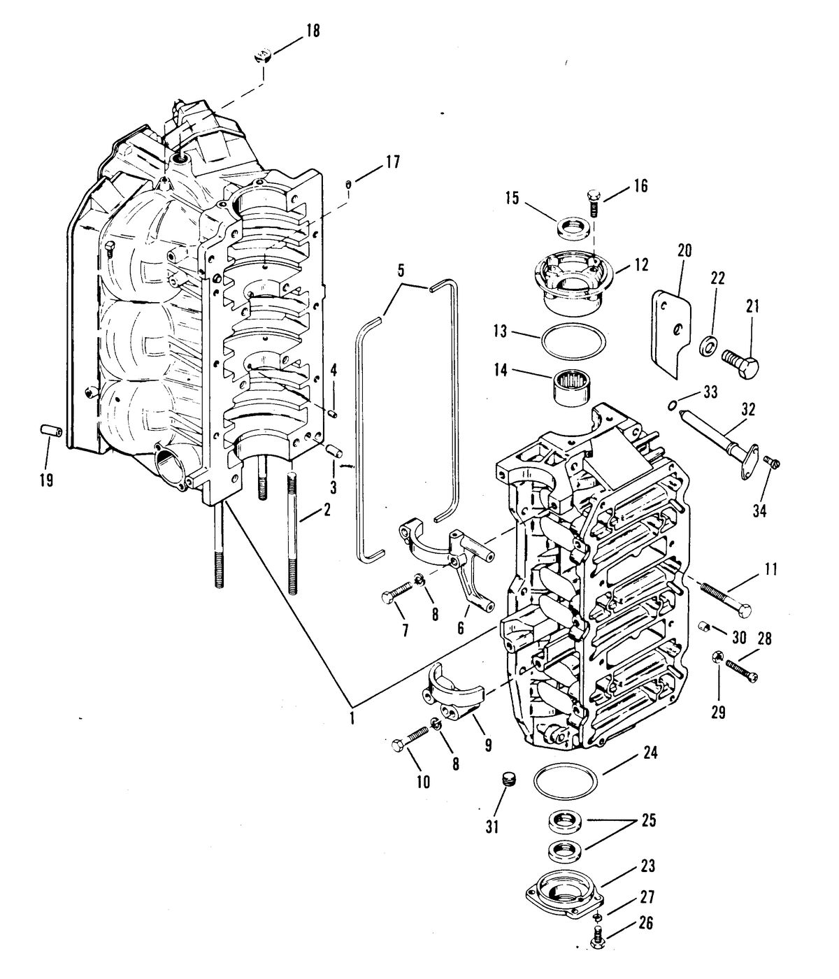 RACE OUTBOARD SST-140 (CARBURETOR) CYLINDER BLOCK AND END CAPS