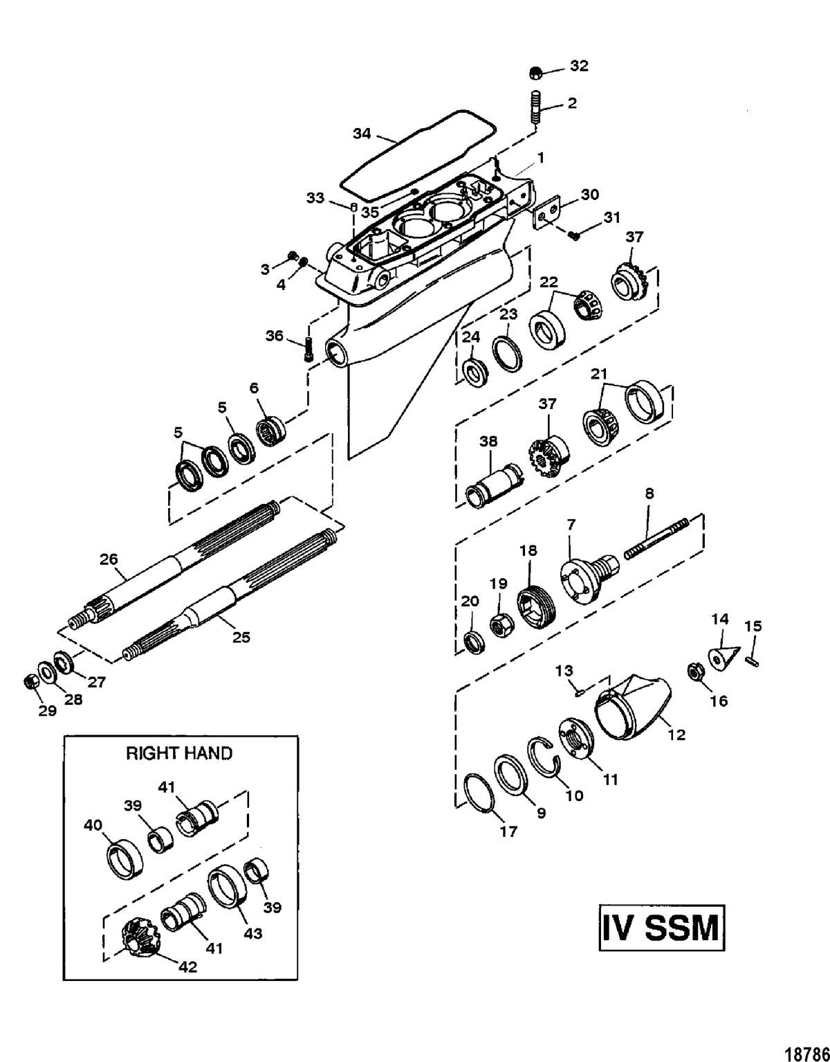 MERCRUISER ALPHA-ONE SS, II SSM, III, III SSM, IIIA SSM, IV SSM, V SSM GEAR HOUSING ASSEMBLY(PROPSHAFT) (IV SSM)