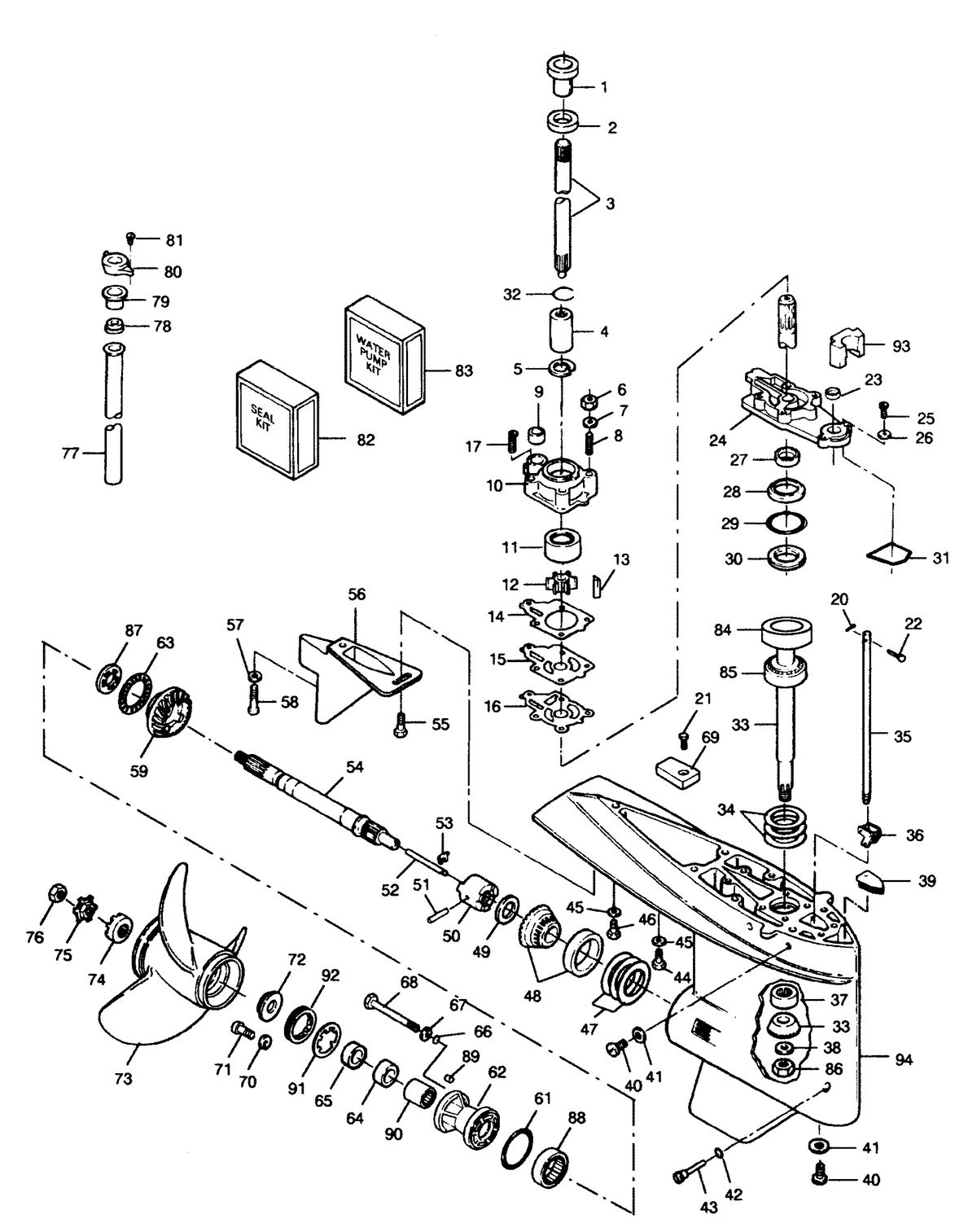 FORCE FORCE 1991 90 H.P. "A" MODELS GEAR HOUSING