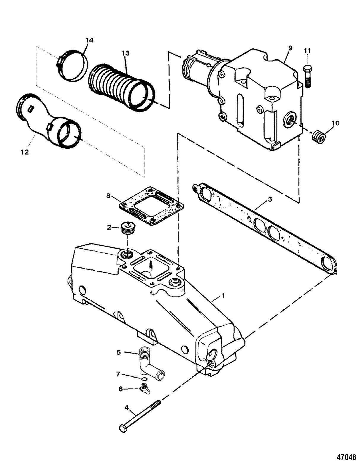MERCRUISER 350 MAG EFI TBI TOURN SKI (GEN+) EXHAUST MANIFOLD AND EXHAUST ELBOW