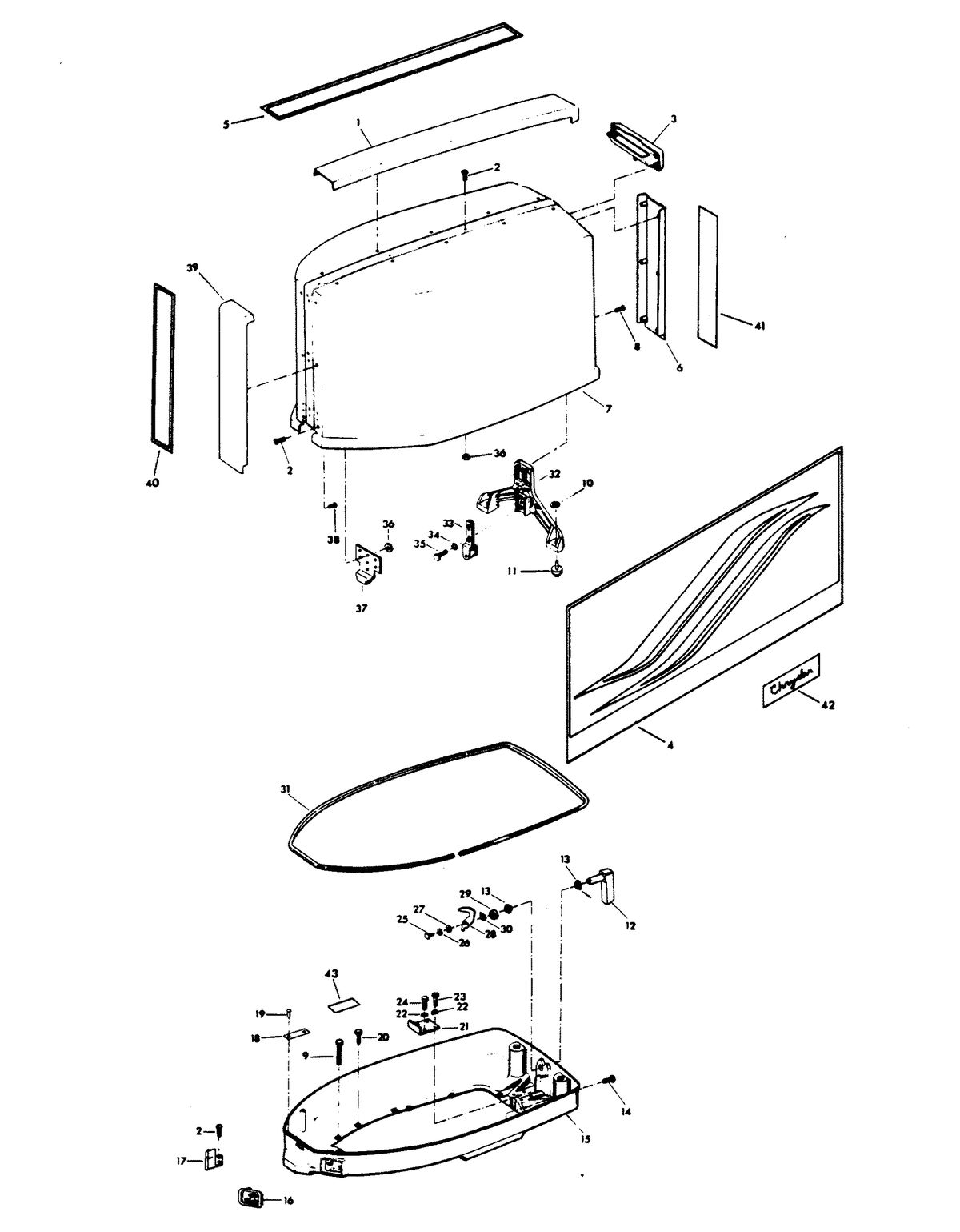 CHRYSLER 115 H.P. ENGINE COVER AND SUPPORT PLATE