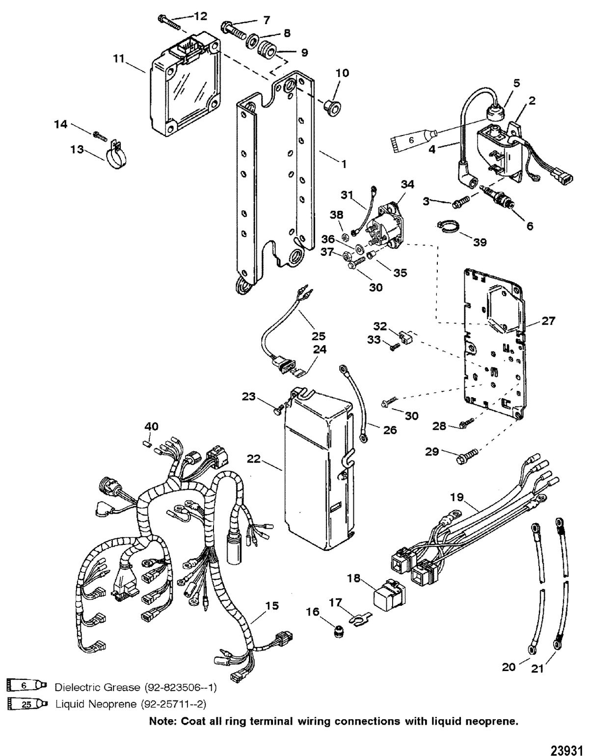 MERCURY/MARINER 225 AND 225 SEAPRO/MARATHON (3.0L CARB) ELECTRICAL(SEAPRO/MARATHON S/N-0G303045 & BELOW