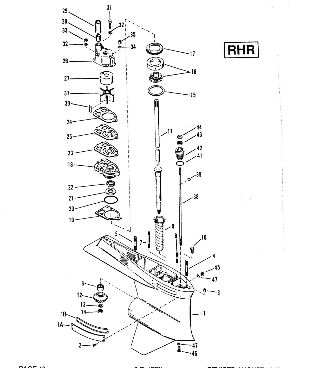 RACE OUTBOARD 2.5L EFI 2.5L EFI OFFSHORE GEAR HOUSING (DRIVE SHAFT)RHR 4-HOLE WATER PICK-UP