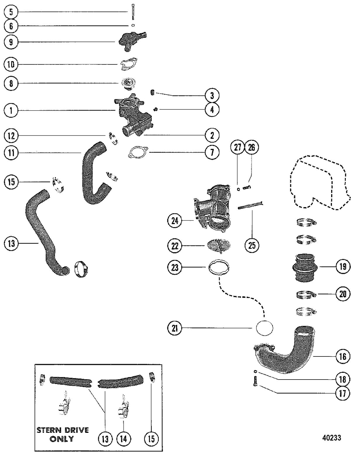 MERCRUISER 228 ENGINE (G.M.) THERMOSTAT HOUSING