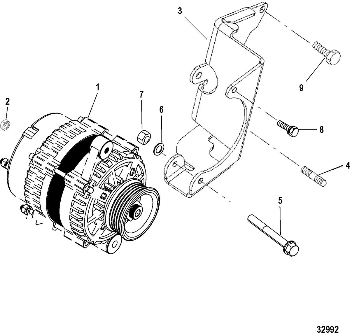 MERCRUISER 7.4L MPI BRAVO L29 (GEN VI) ALTERNATOR AND BRACKET(DELCO)