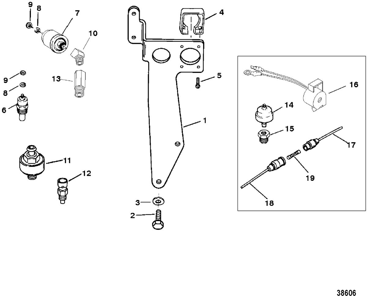 MERCRUISER 454/502 MPI MAG BRAVO (GEN VI) SENDERS AND HARNESS BRACKET