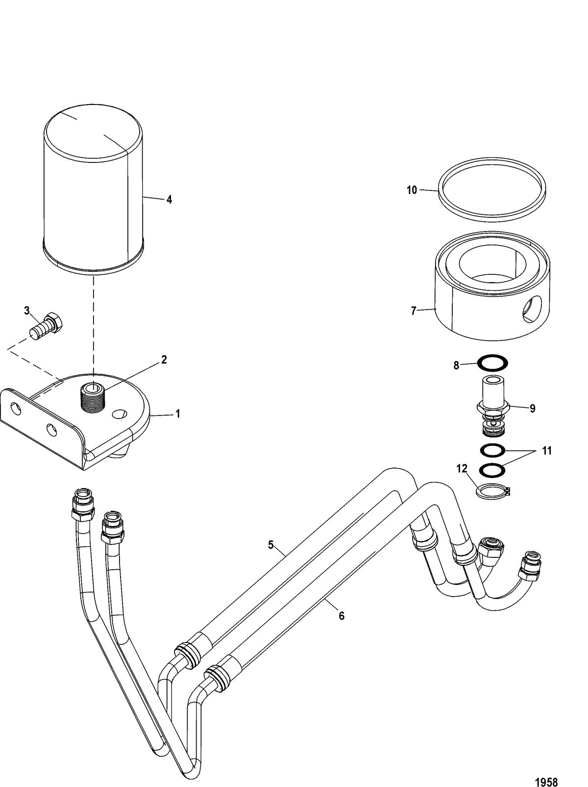 ACCESSORIES FUEL/OIL TANKS, LINES, FILTER KITS AND CORROSION Remote Oil Filter Kit(864990A 2)