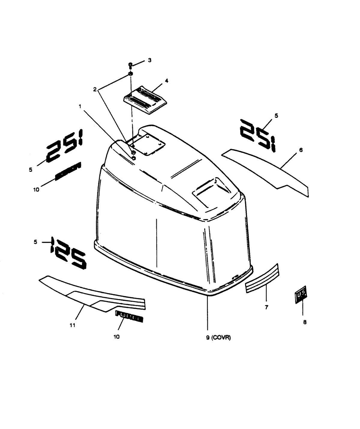 FORCE FORCE 1989 125 H.P. "B" MODELS ENGINE COVER MAXUM MODELS
