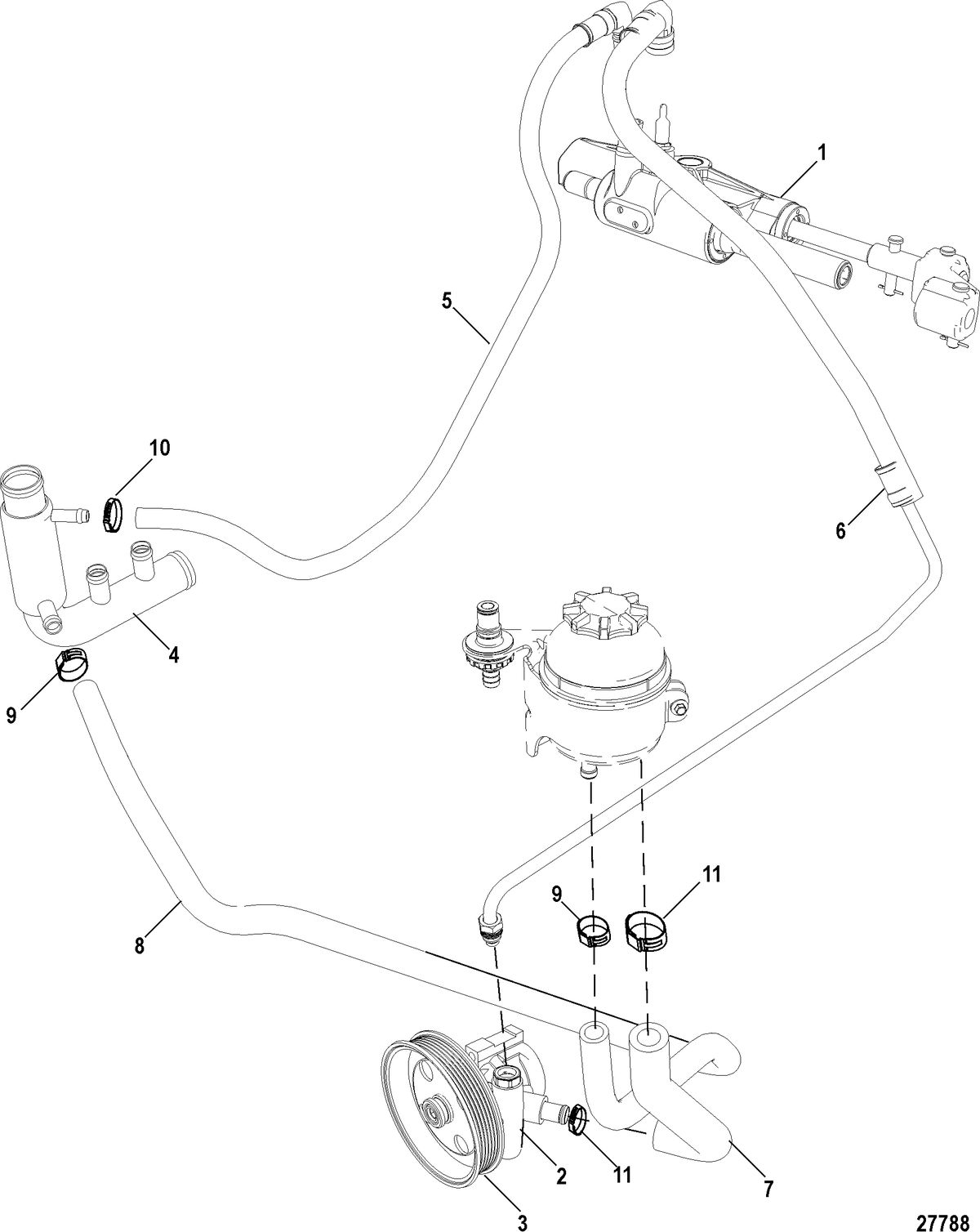 MERCRUISER VAZER 100 EC Steering Components, Power Assisted