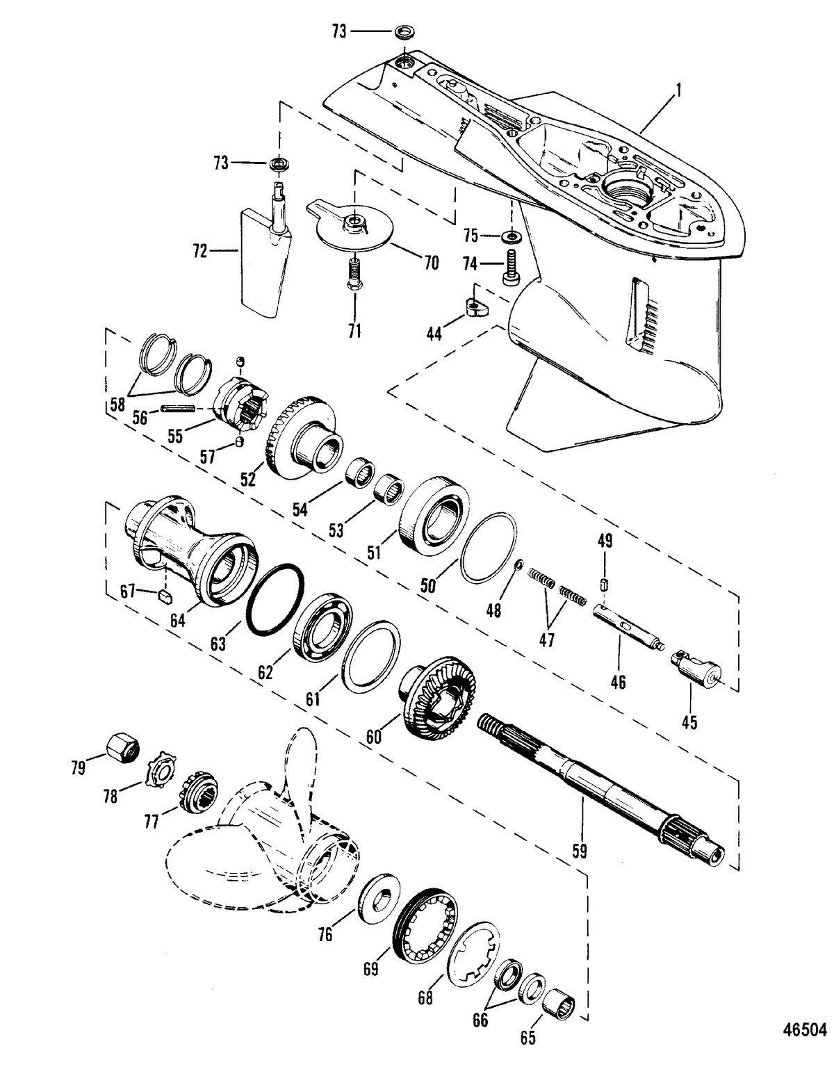 MERCURY 3.4 LITRE GEAR HOUSING(PROPELLER SHAFT)