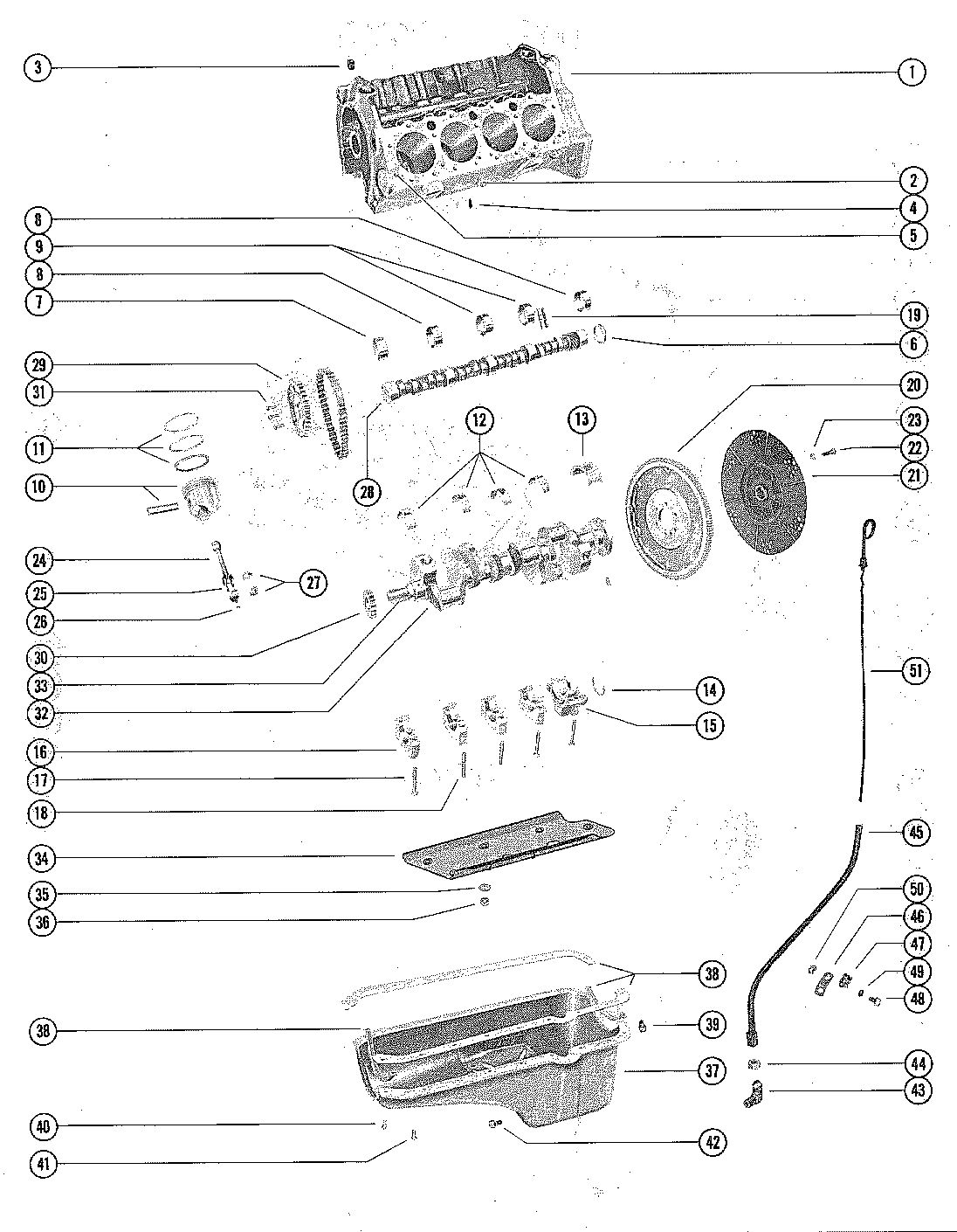 MERCRUISER 390 ENGINE CYLINDER BLOCK, PISTONS AND CRANKSHAFT