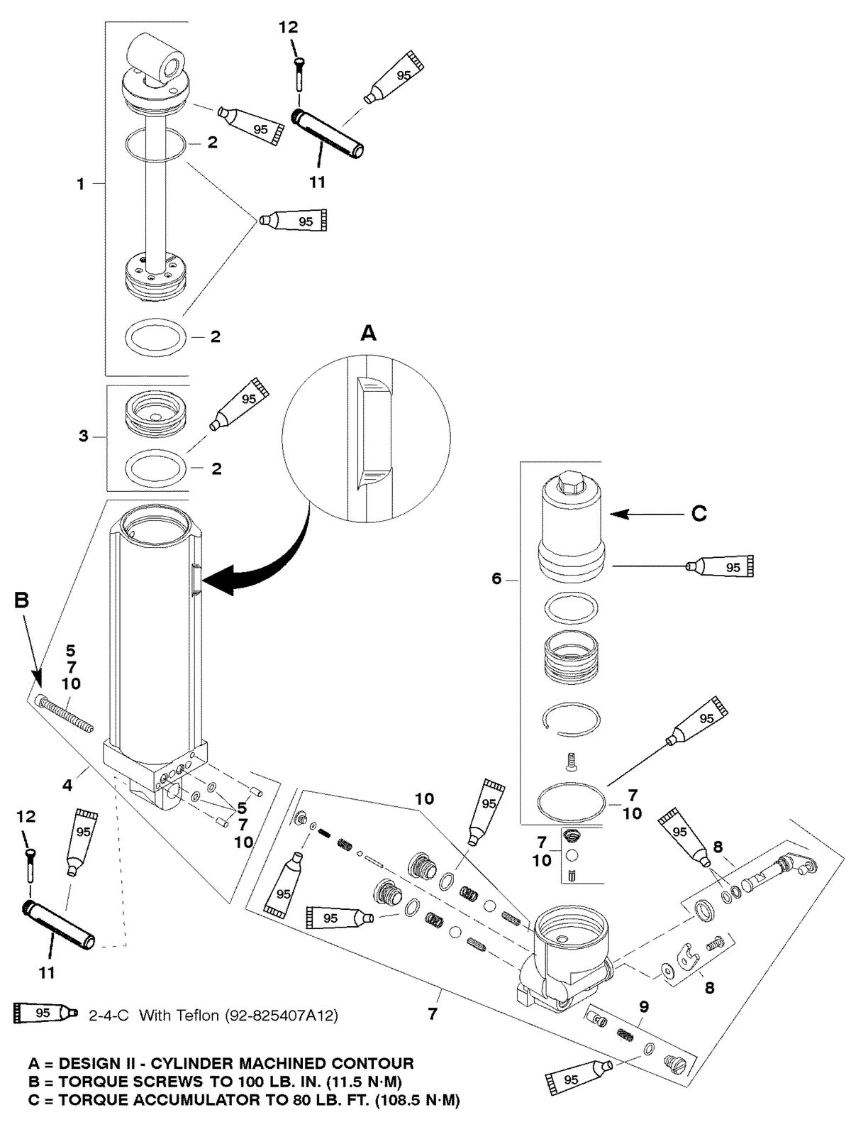 MERCURY/MARINER 50/55/60 JET 45 MANUAL TILT COMPONENTS (DESIGN II)