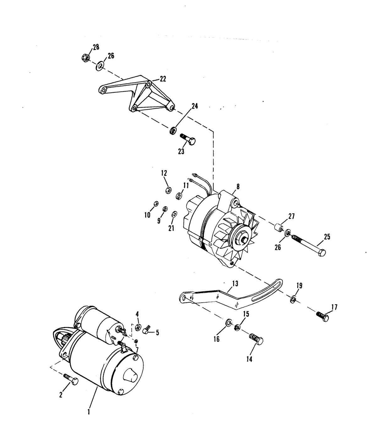 MERCRUISER 502 MAGNUM BRAVO ENGINE STARTER MOTOR AND ALTERNATOR
