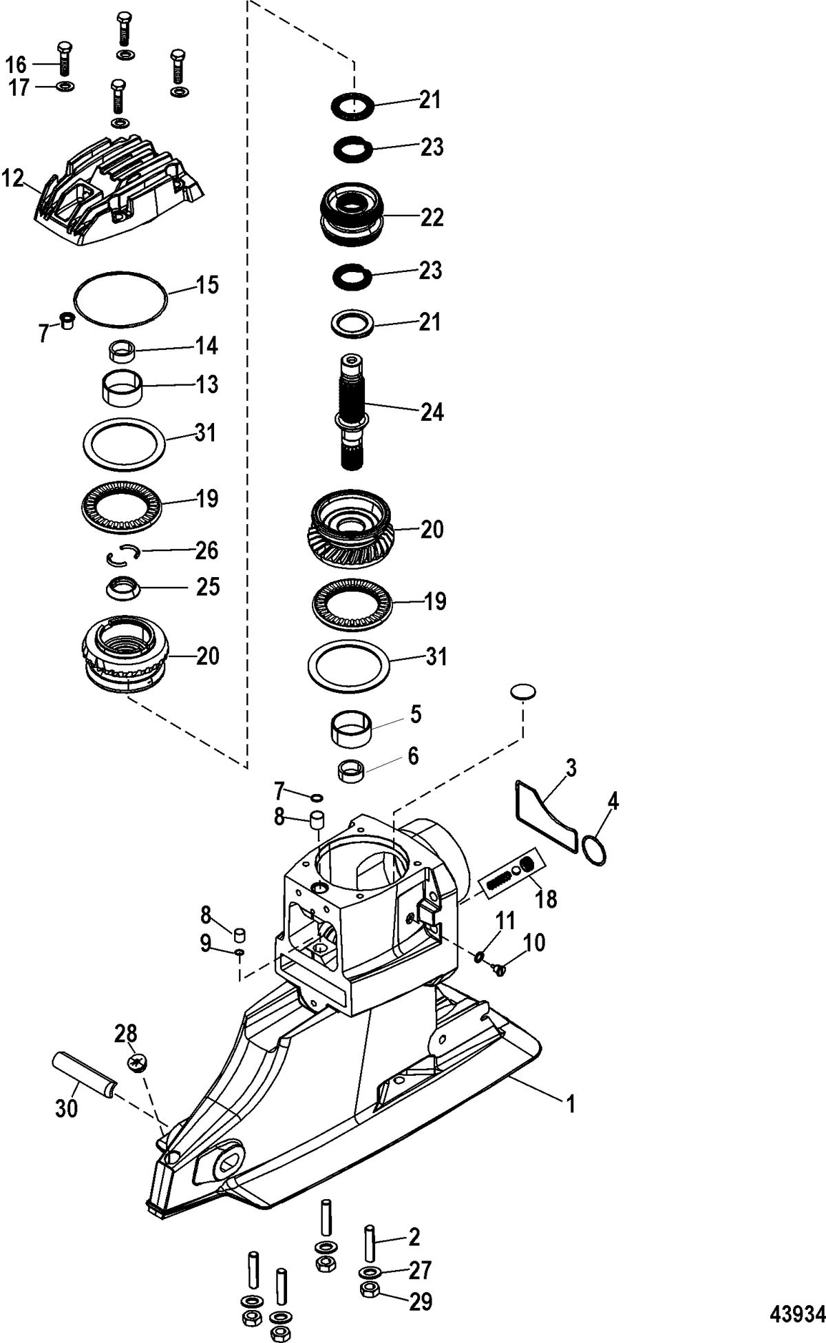 MERCRUISER BRAVO X (I-II-III) Driveshaft Housing and Drive Gears