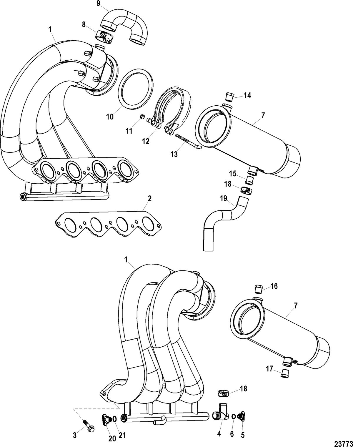 RACE STERNDRIVE 662 SCI Exhaust Header / Tailpipe Assembly