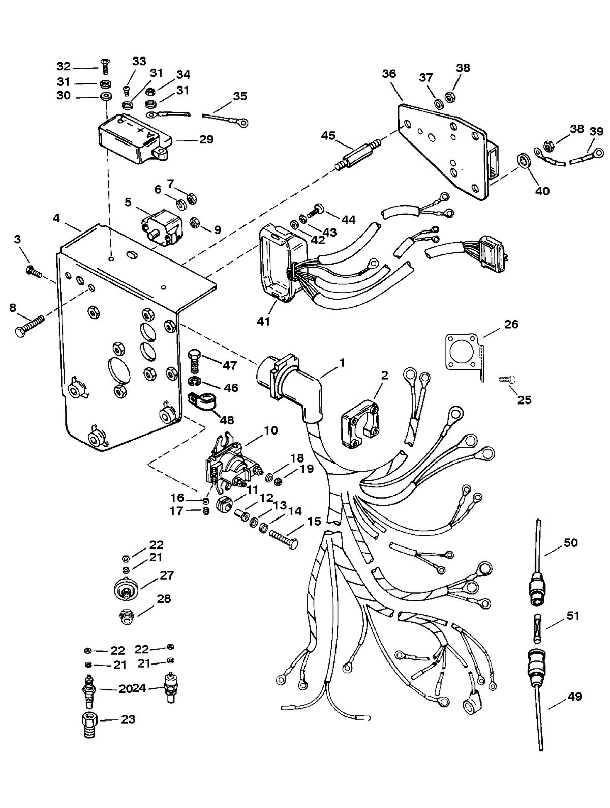 RACE STERNDRIVE 500 H.P. 8.2L (502 CI) ENGINE WIRING HARNESS AND ELECTRICAL COMPONENTS