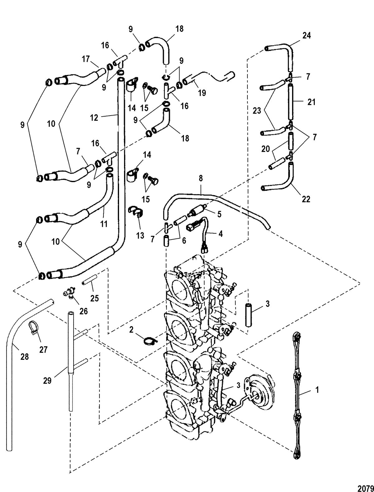 MERCURY/MARINER 75/90 (4-STROKE) Fuel/Vent Lines(Serial Number 0T409000 & Up)