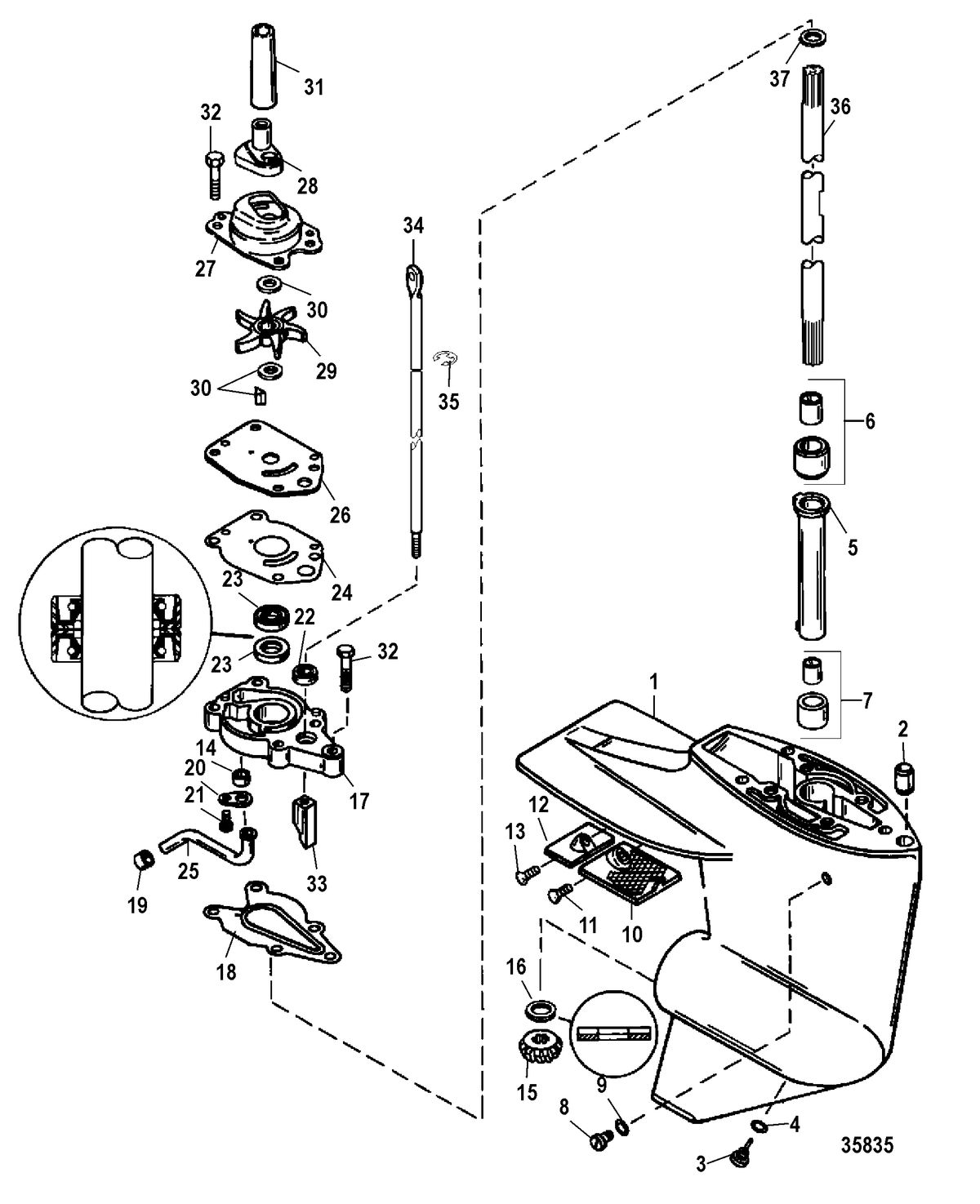 FORCE 9.9/15 H.P. GEAR HOUSING ASSEMBLY(DRIVESHAFT)
