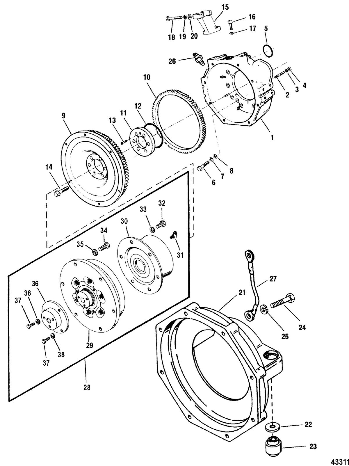 MERCRUISER D4.2L/220 IDI DIESEL Flywheel Housing(Sterndrive)