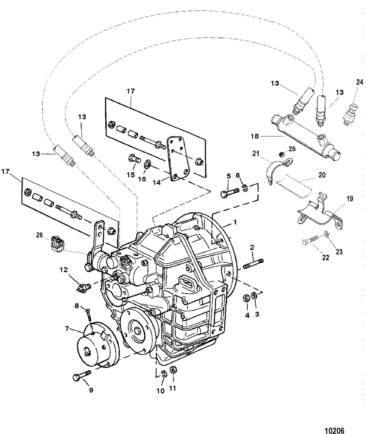 MERCRUISER 350 MAG MX 6.2L MPI INBOARD TRANSMISSION AND RELATED PARTS(HURTH 630)