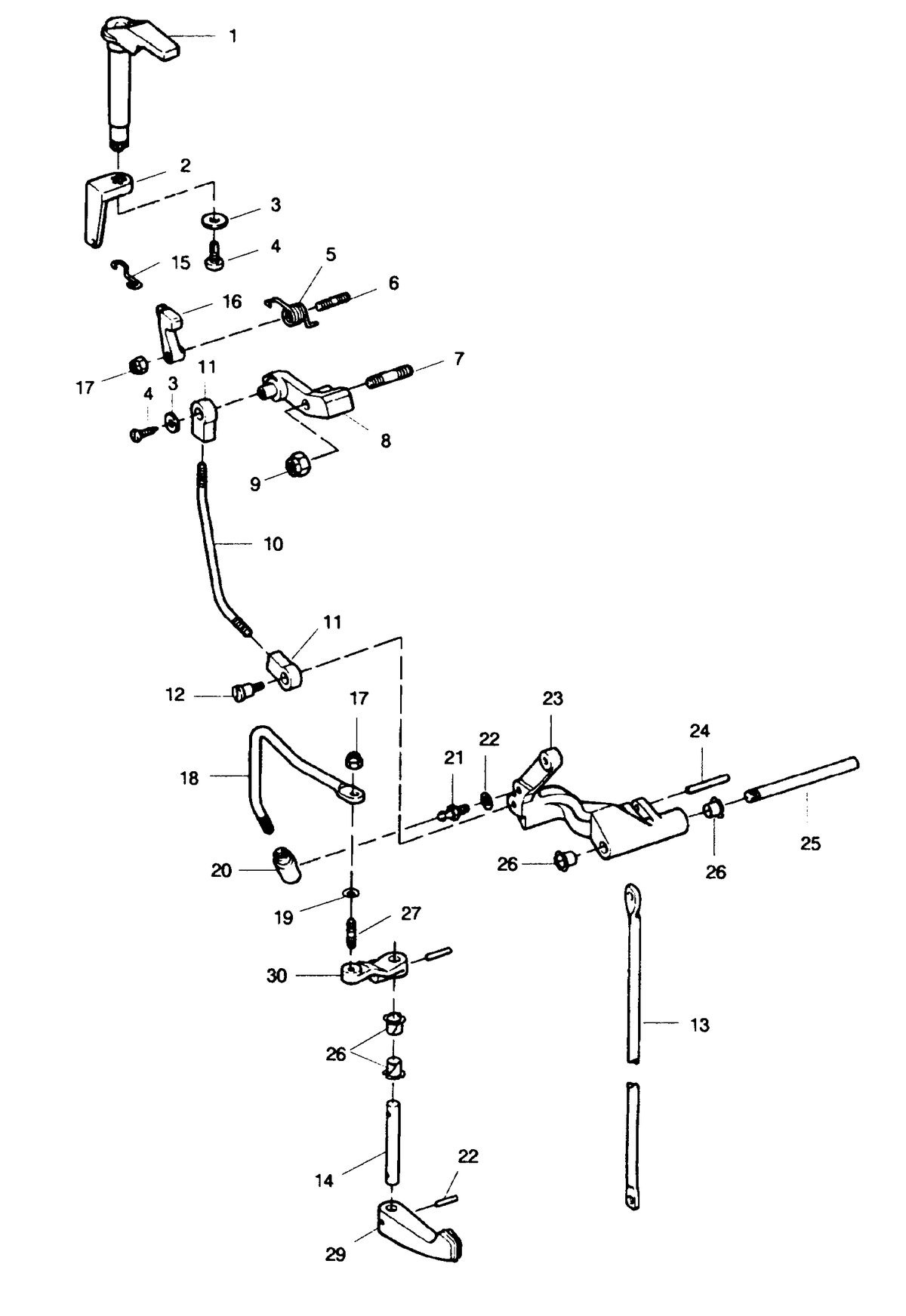 SEARS 15 H.P. STD 20" LEG OUTBOARD MOTOR Shift Linkage