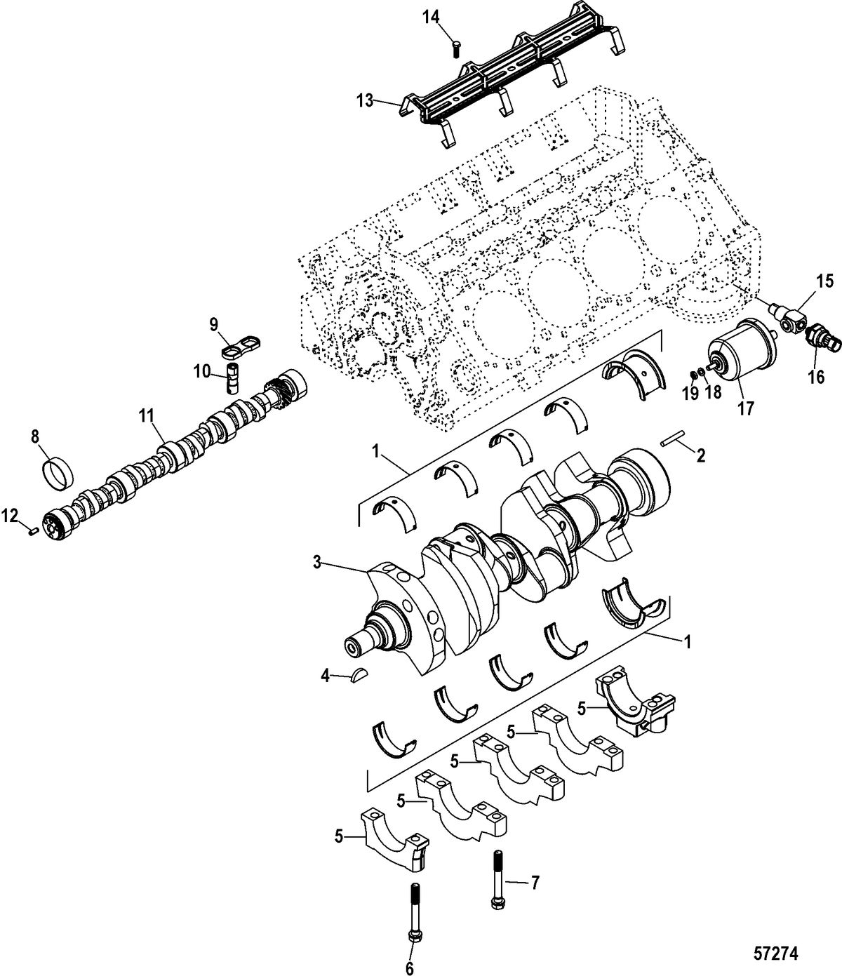 MERCRUISER 350 MPI ALPHA REMAN Cylinder Block(Camshaft and Crankshaft)