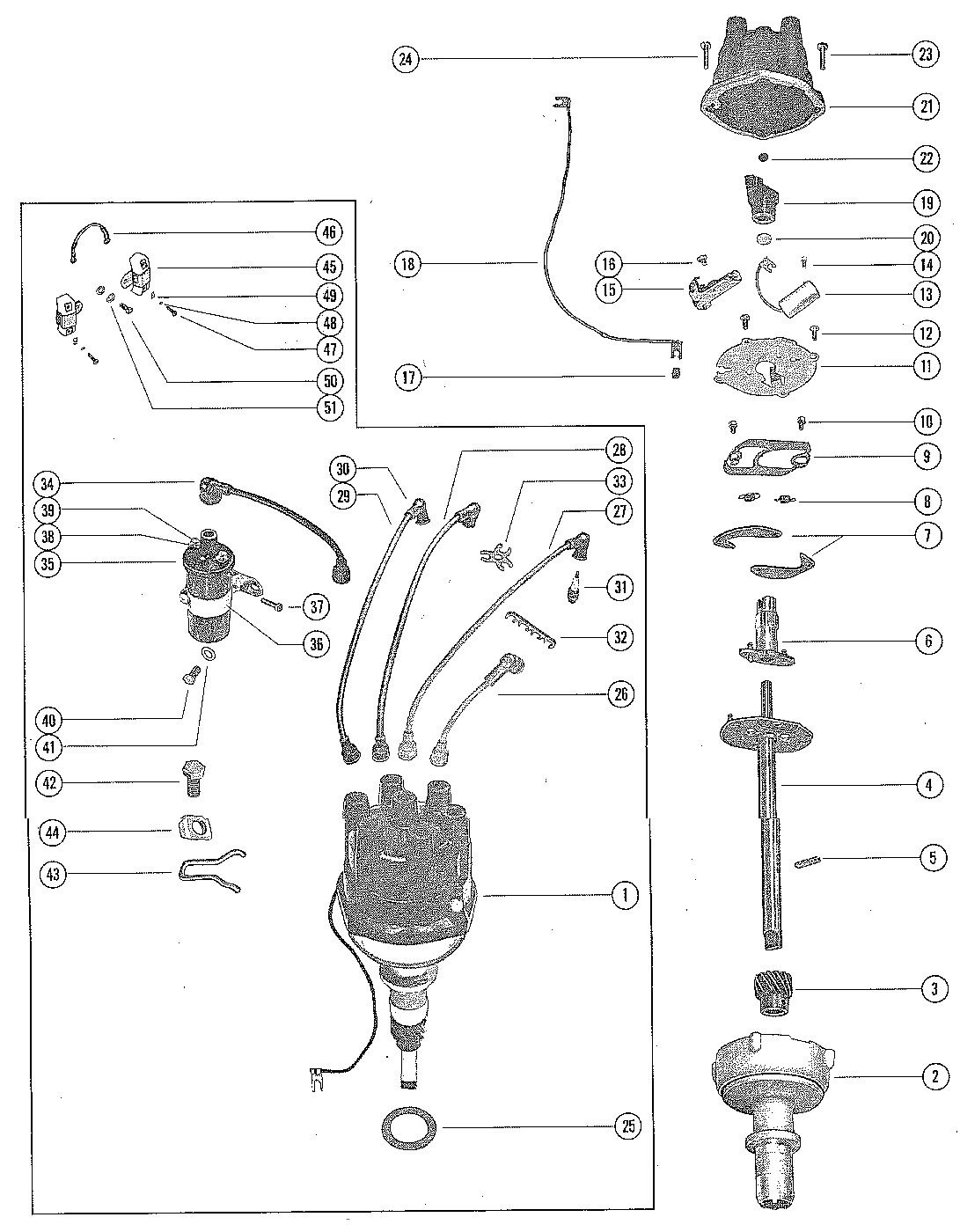 MERCRUISER 200 ENGINE DISTRIBUTOR ASSEMBLY AND COIL
